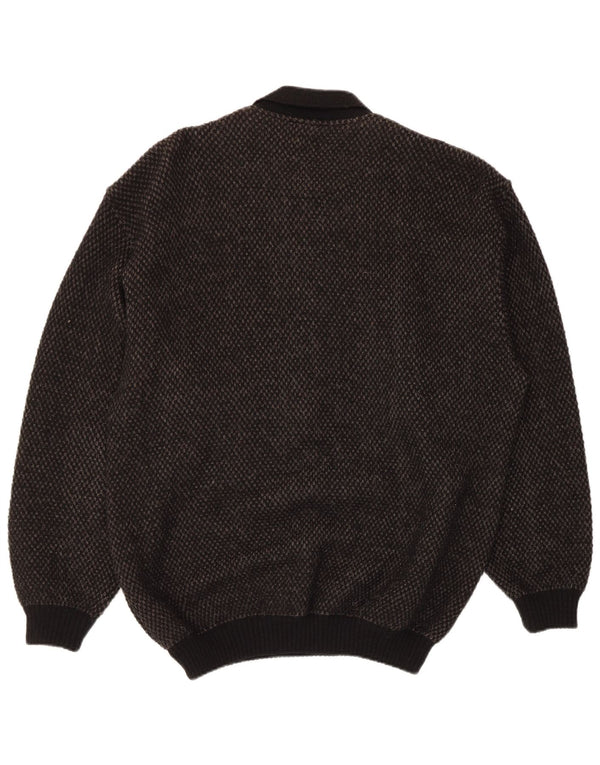 Cobra Mens Polo Neck Jumper Sweater IT 52 Large Black Argyle/Diamond Wool