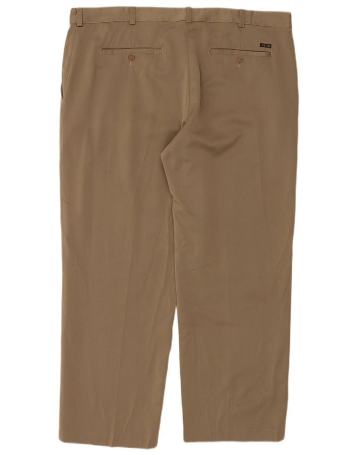 Izod Herren gerade Chinohose W42 L30 Beige Polyester