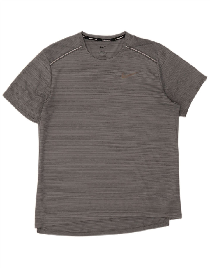 Nike Herren Dri Fit T-Shirt Top Large Grau Polyester