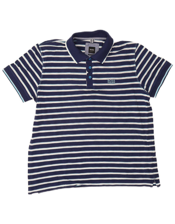 Hugo Boss Herren-Poloshirt mit normaler Passform, XL, marineblau, gestreift, Baumwolle