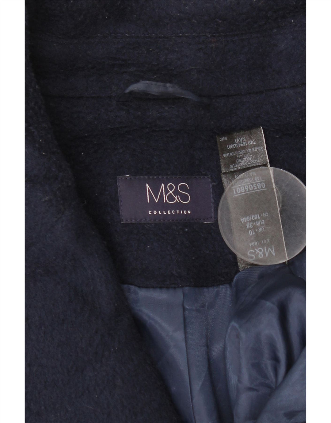 Marks & Spencer Damen Übergroßer Mantel UK 10 Small Marineblau Polyester