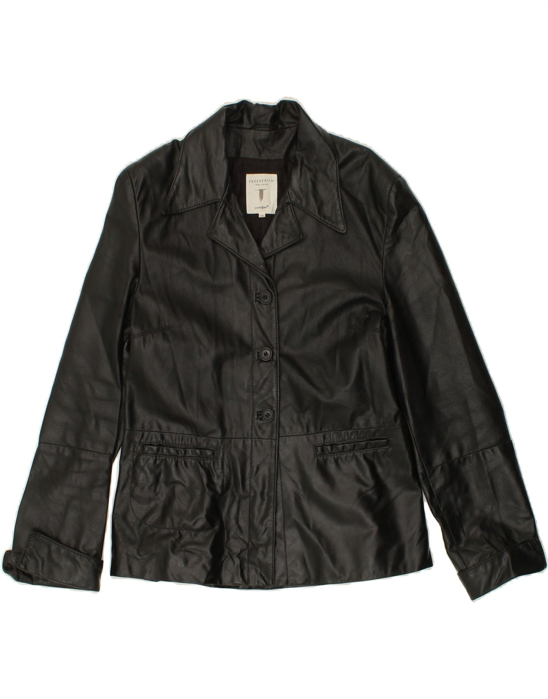 CONBIPEL Womens Leather Jacket IT 46 Large Black Leather Vintage Conbipel and Second-Hand Conbipel from Messina Hembry 