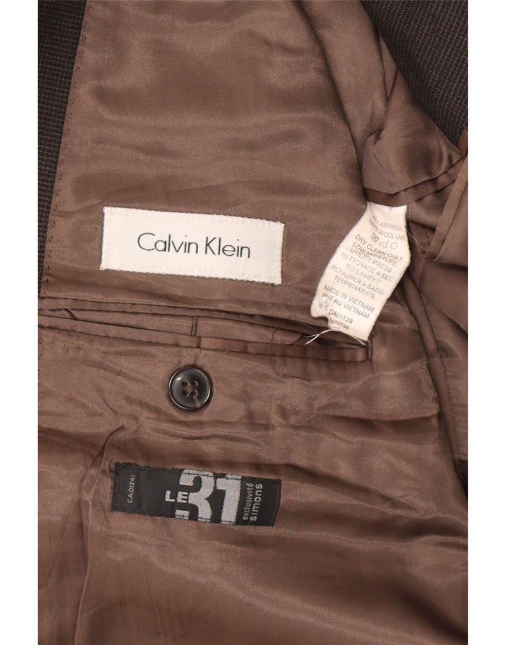 Calvin Klein Herren-Blazer mit 2 Knöpfen, UK 44, 2XL, braune Wolle mit Hahnentrittmuster