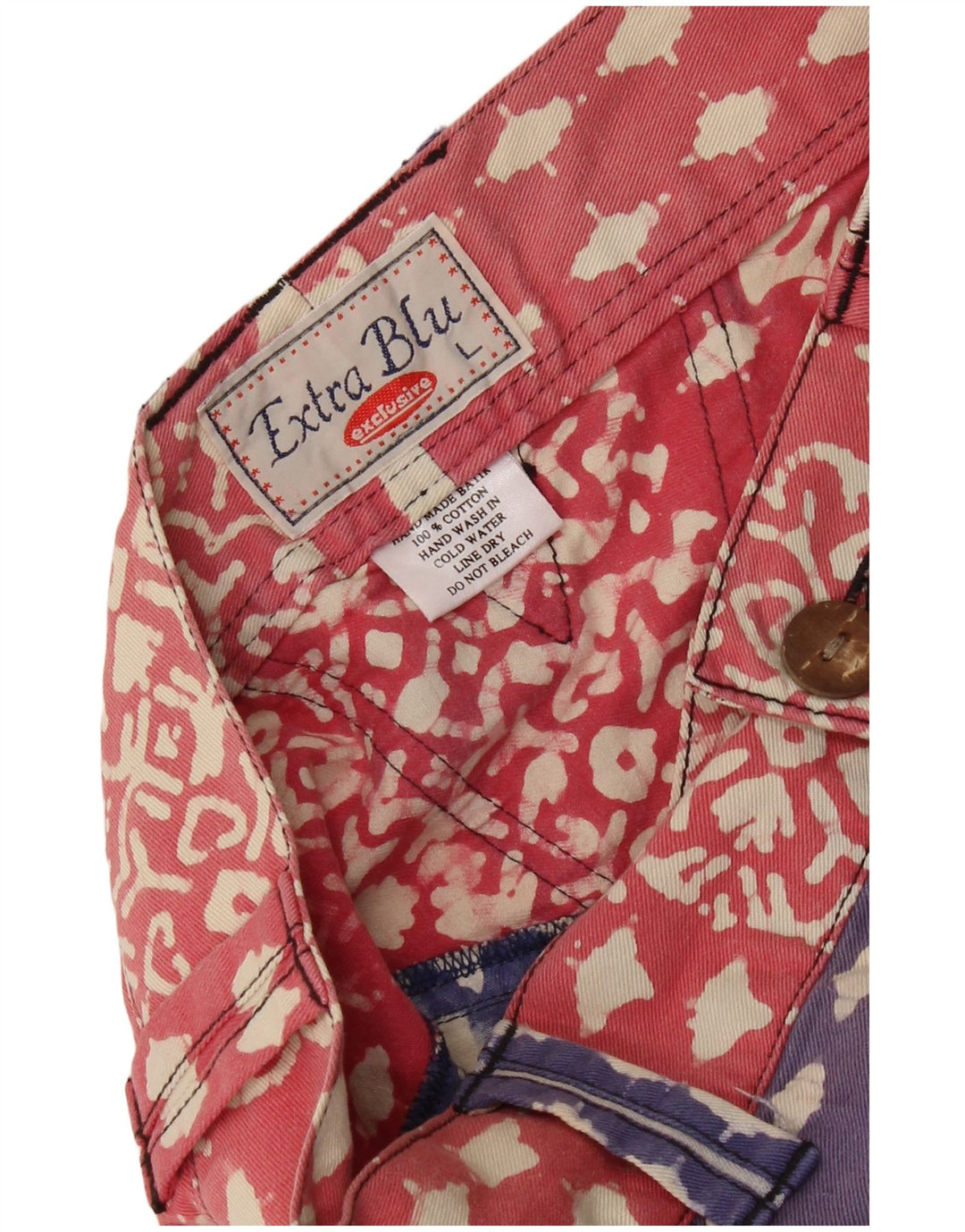 Vintage Damen Jeans-Bleistiftrock mit abstraktem Muster, groß, W28, blaue Baumwolle