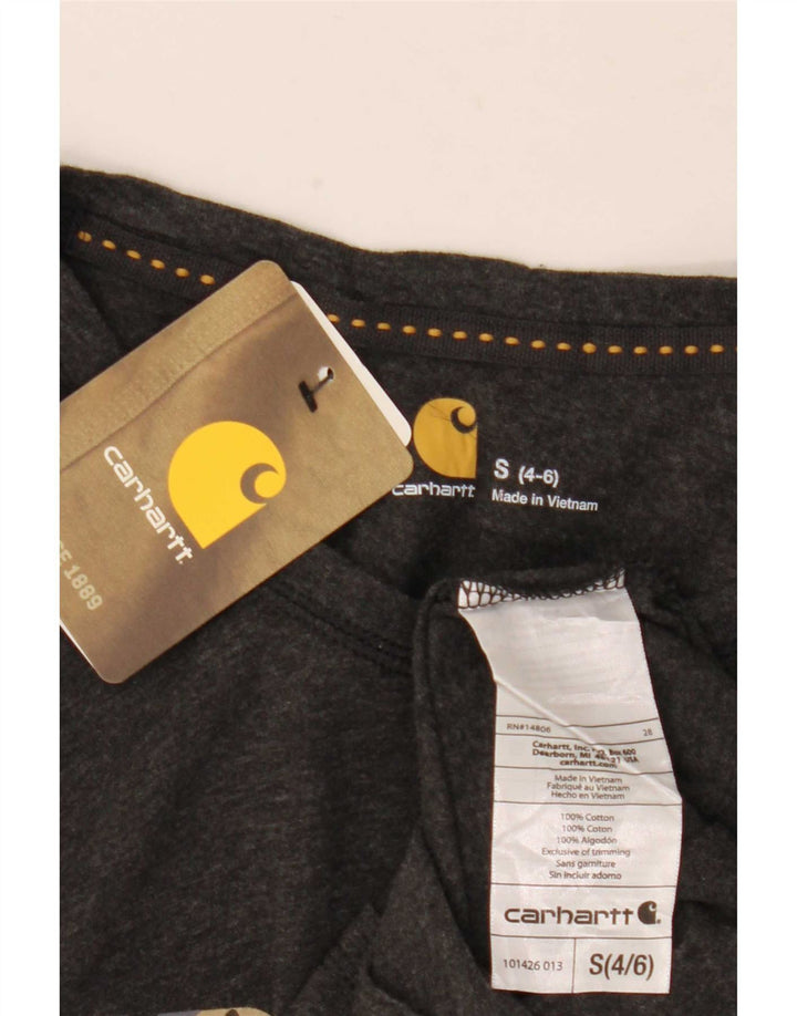 Carhartt Womens Graphic Top Langarm US 4/6 Small Graue Baumwolle