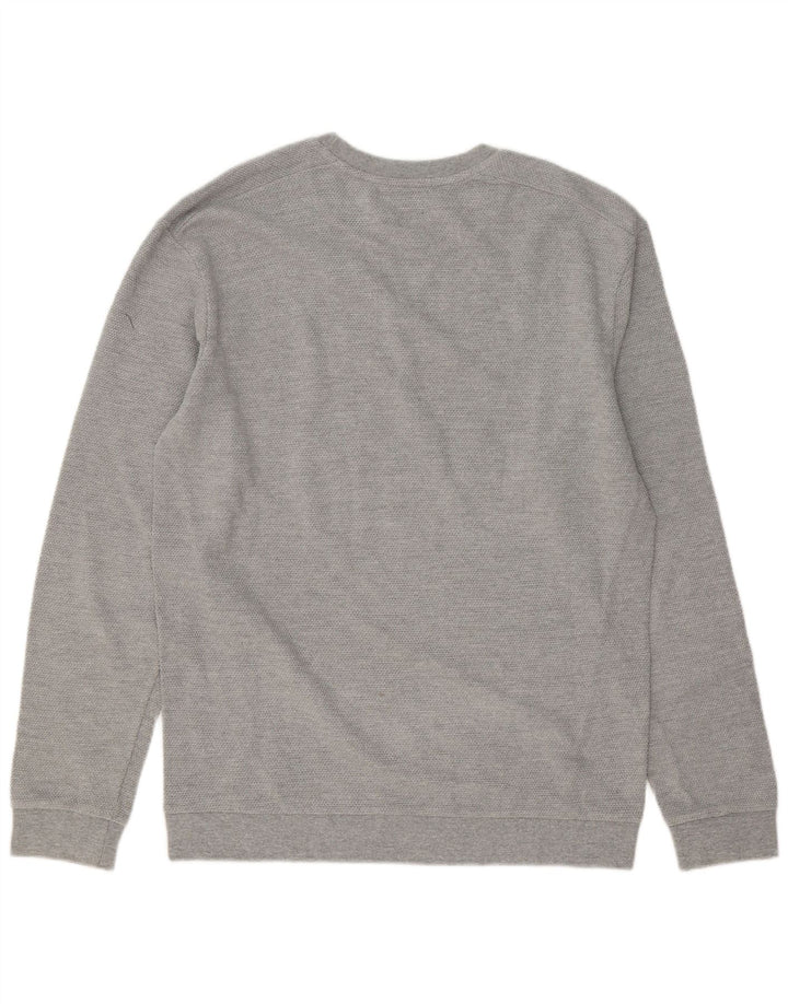 Zara Herren-Pullover mit Rundhalsausschnitt, XL, graue Baumwolle