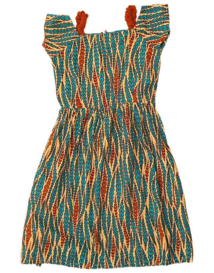 Vintage Damen A-Linie Kleid UK 10 Klein Mehrfarbig Geometrisch