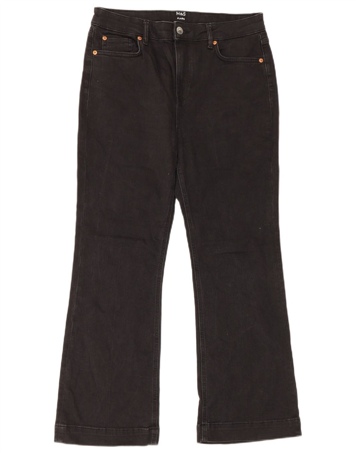 Marks & Spencer Damen Schlagjeans UK 14 Large W32 L27 Schwarze Baumwolle