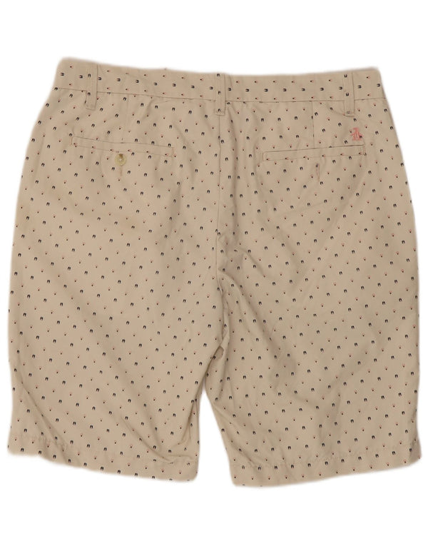 Penguin Herren-Chinoshorts, W34, groß, beige gepunktete Baumwolle