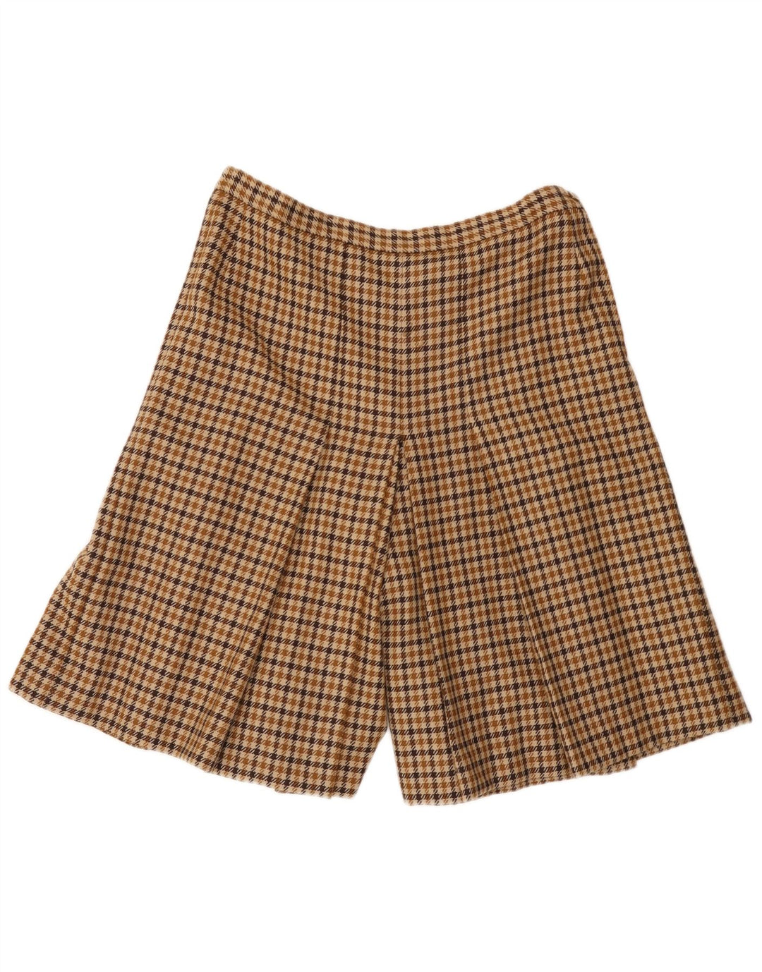 Vintage Damen High Waist Casual Shorts W30 Mittelbraun Hahnentrittmuster