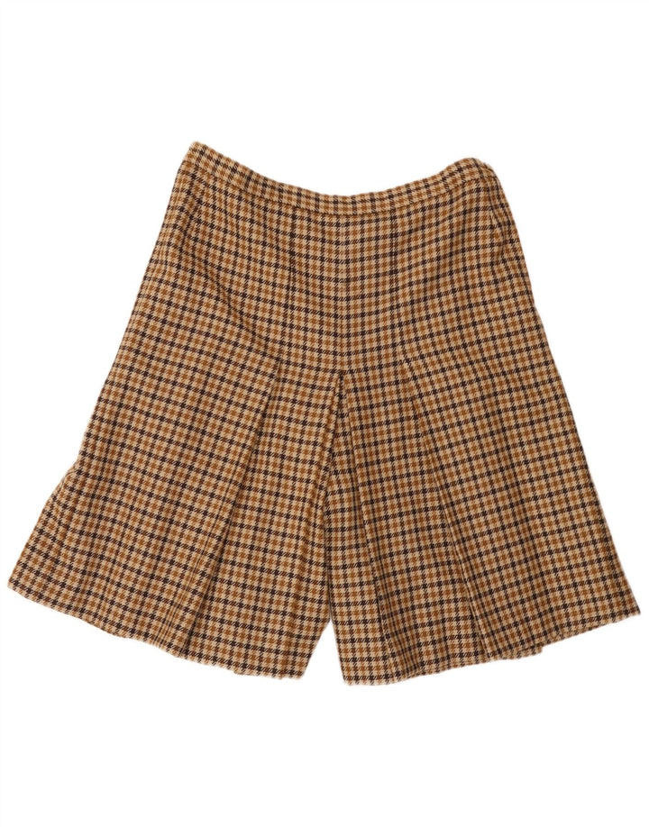 Vintage Damen High Waist Casual Shorts W30 Mittelbraun Hahnentrittmuster