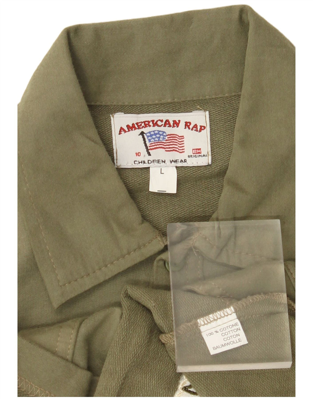 VINTAGE Damen Grafikshirt US 10 Large Khaki Baumwolle