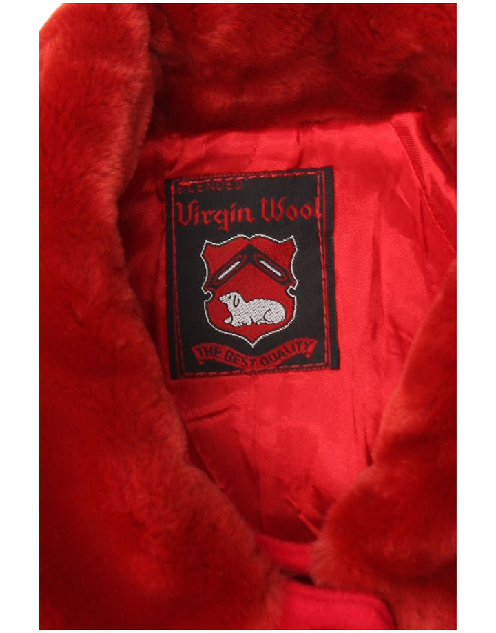 Vintage Damen Mantel UK 20 2XL Rote Schurwolle