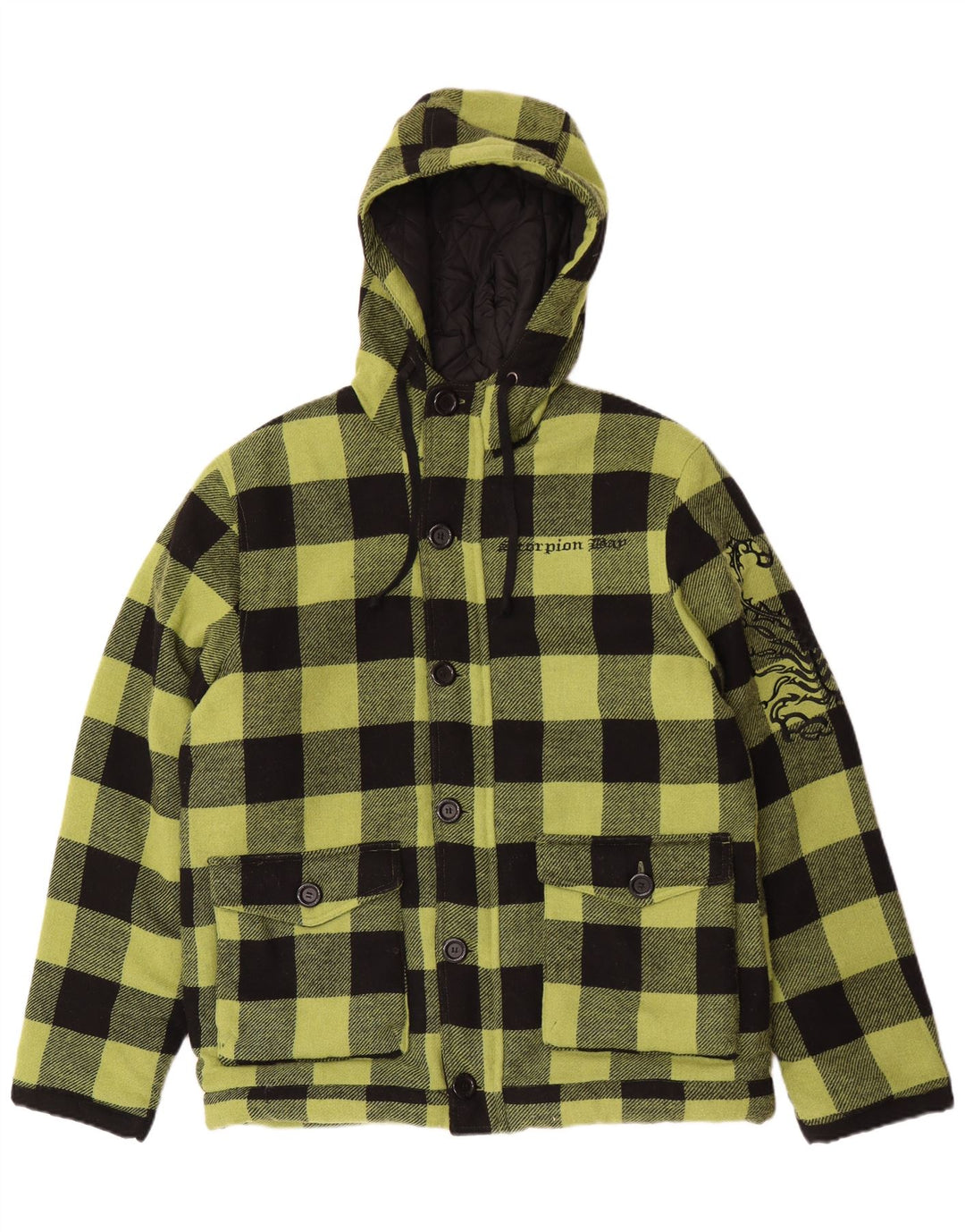 Scorpion Bay Herren-Windbreaker-Jacke mit Grafik, Gr. 40, großes grünes Gingham-Muster