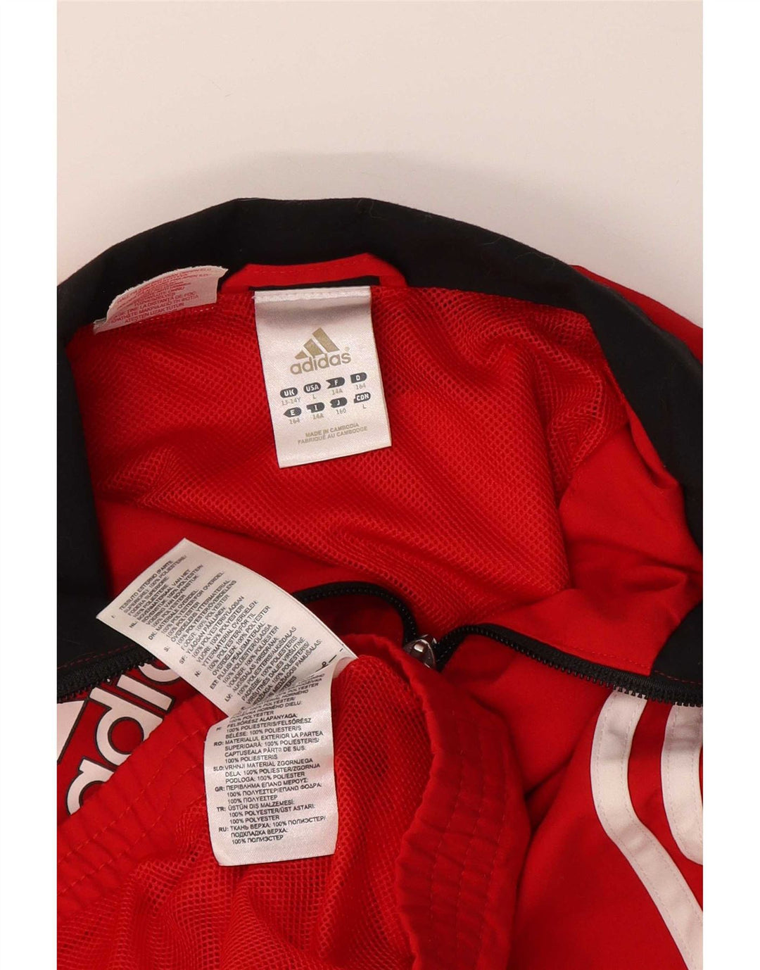 Adidas Jungen Grafik-Trainingsanzug-Top-Jacke, 13–14 Jahre, rotes Polyester