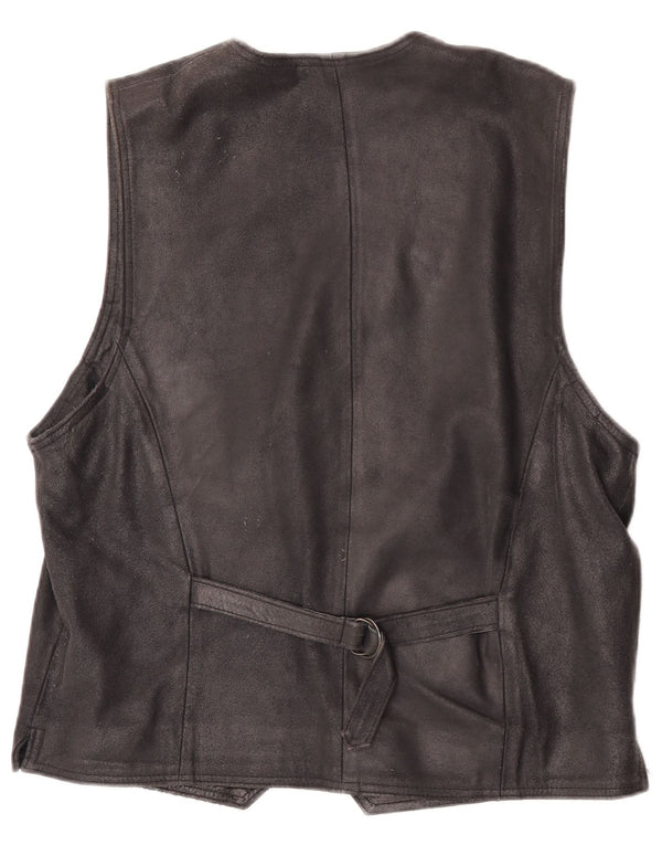 Vintage Herren Wildlederweste IT 48 Mittelschwarzes Leder