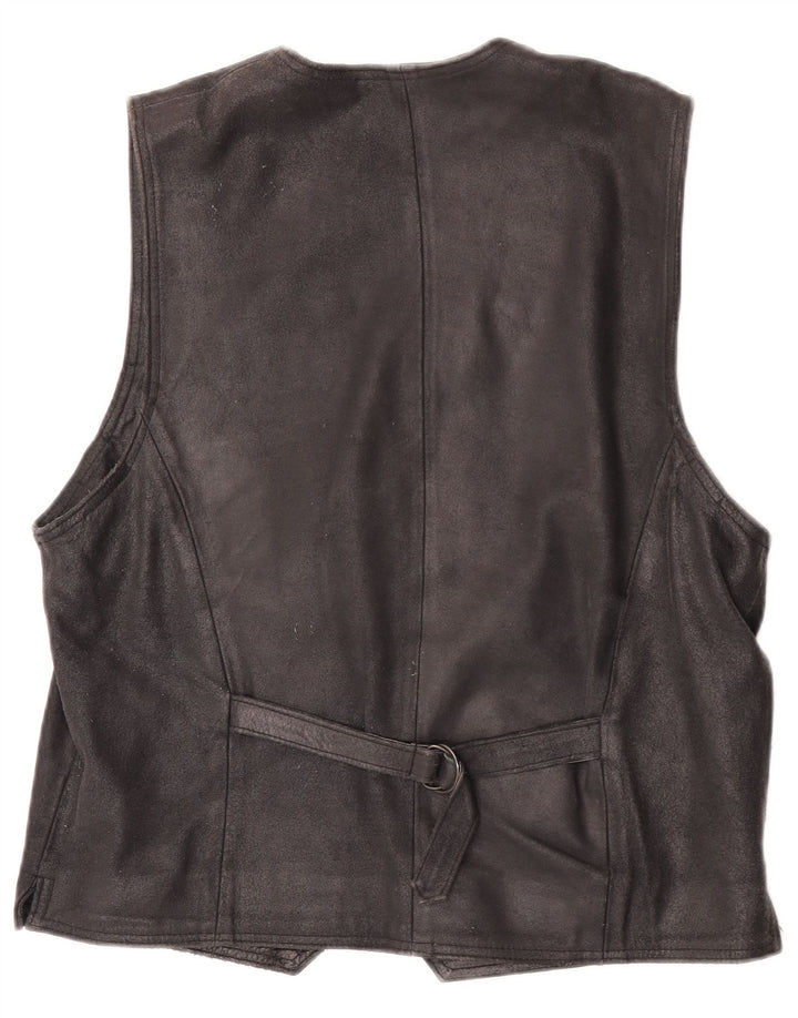 Vintage Herren Wildlederweste IT 48 Mittelschwarzes Leder