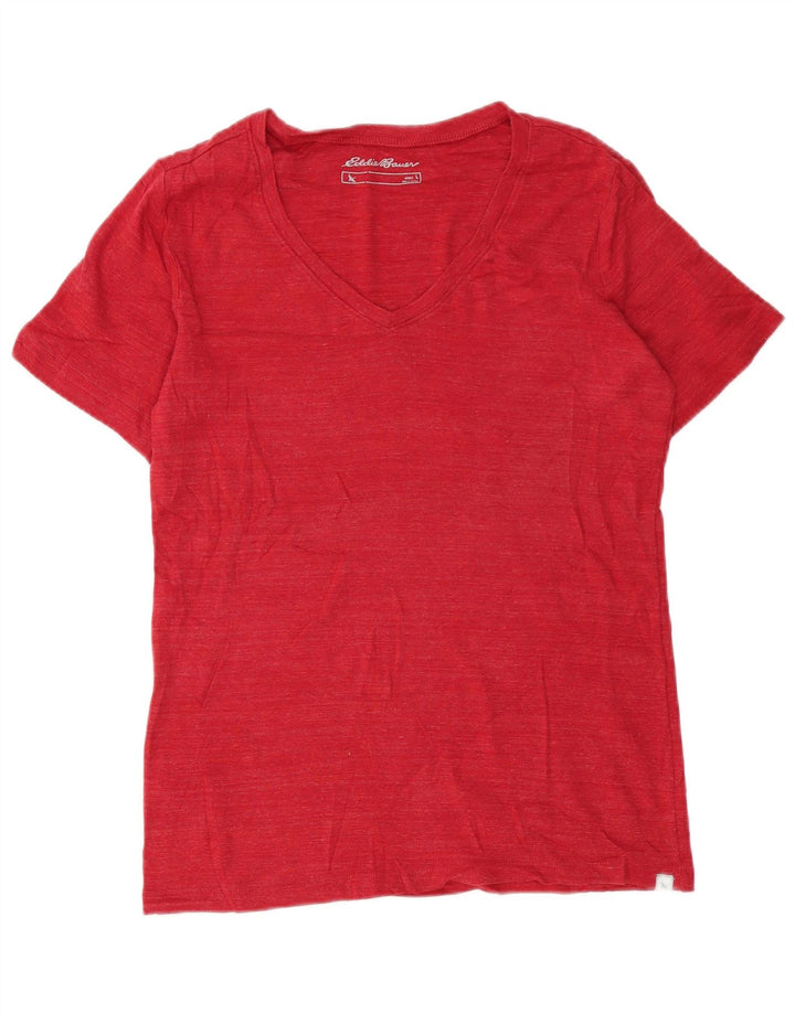 Eddie Bauer Damen T-Shirt Top UK 14 Große rote Baumwolle
