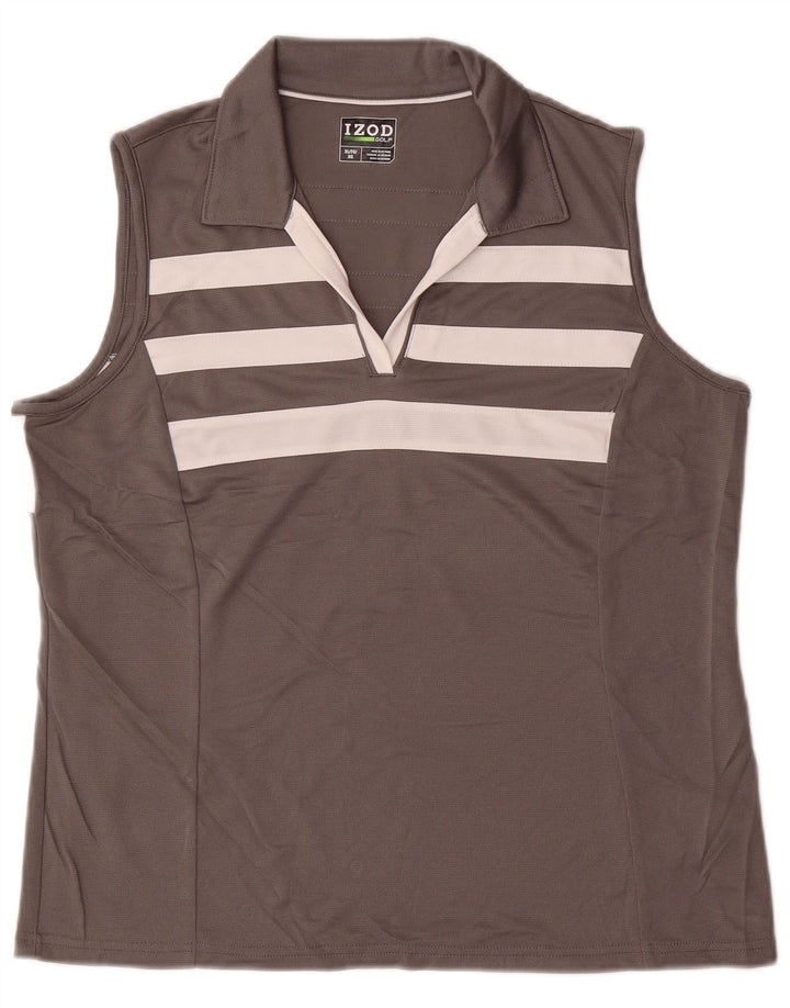 IZOD Damen ärmelloses Poloshirt UK 18 XL Graues Colourblock-Polyester