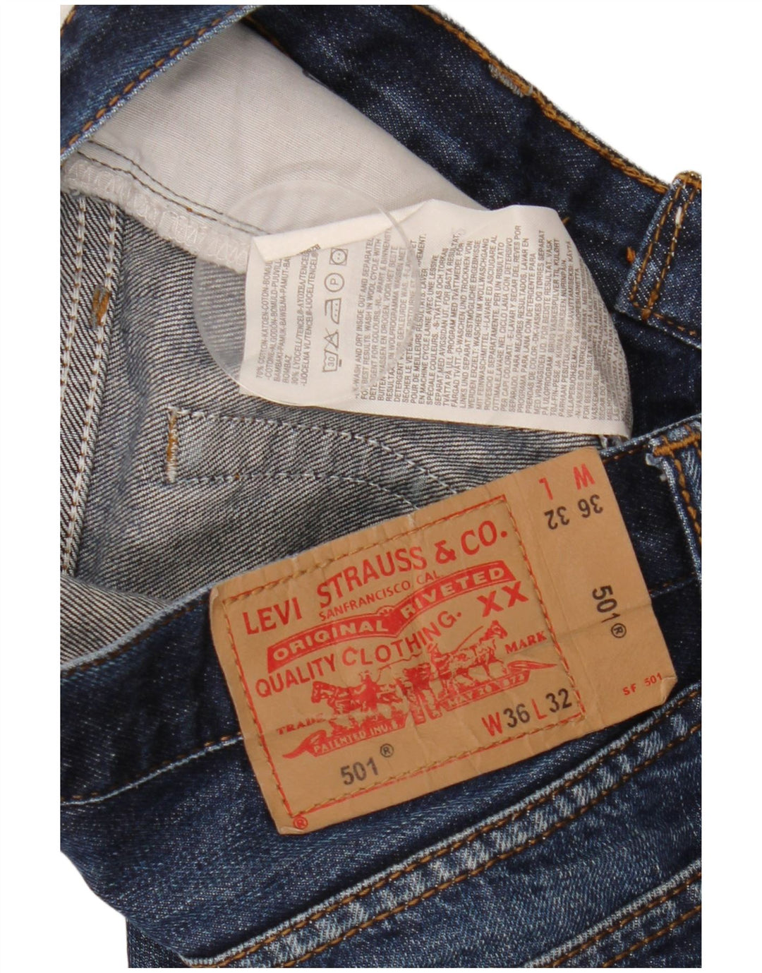 Levi's Herren 501 Straight Jeans W36 L32 Blaue Baumwolle