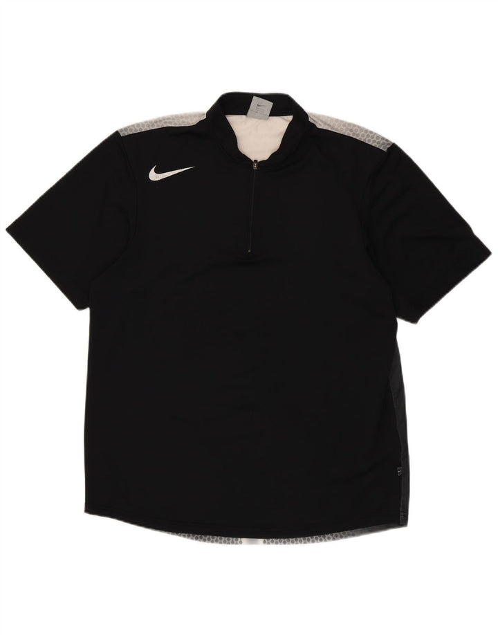 NIKE Herren Dri Fit T-Shirt Top UK 39/41 Mittelschwarz gepunktetes Polyester