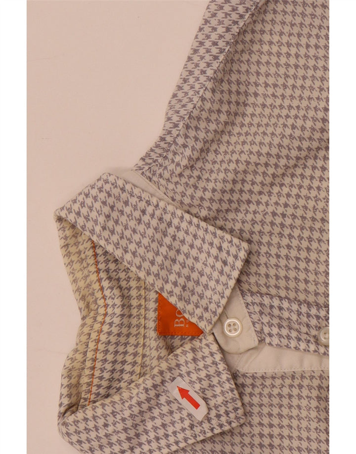 Hugo Boss Slim-Fit-Hemd für Herren, kleines weißes Hahnentrittmuster