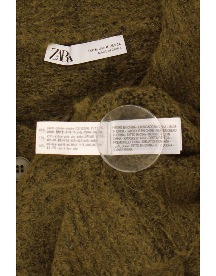 Übergroßer Crop-Cardigan von Zara für Damen, Gr. 14, mittleres Khaki meliert