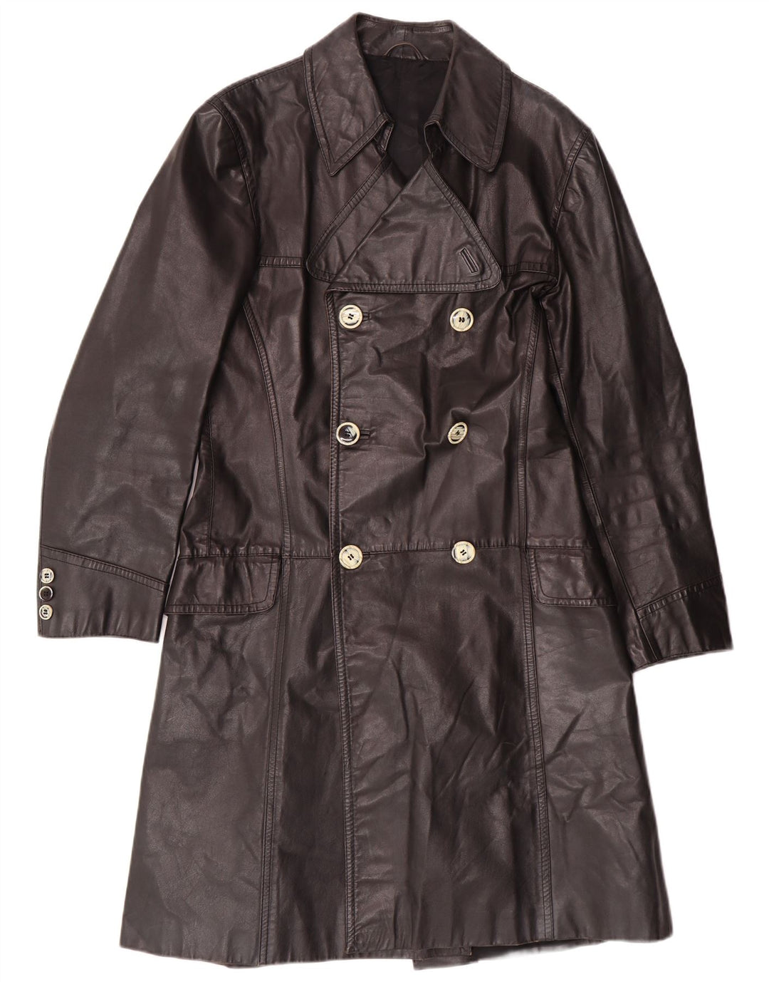 Vintage Herren Ledermantel IT 46 Kleiner schwarzer Lederklassiker