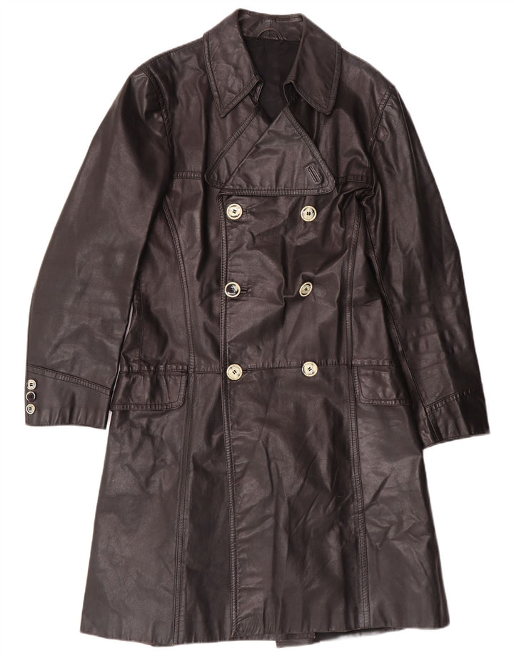 Vintage Herren Ledermantel IT 46 Kleiner schwarzer Lederklassiker