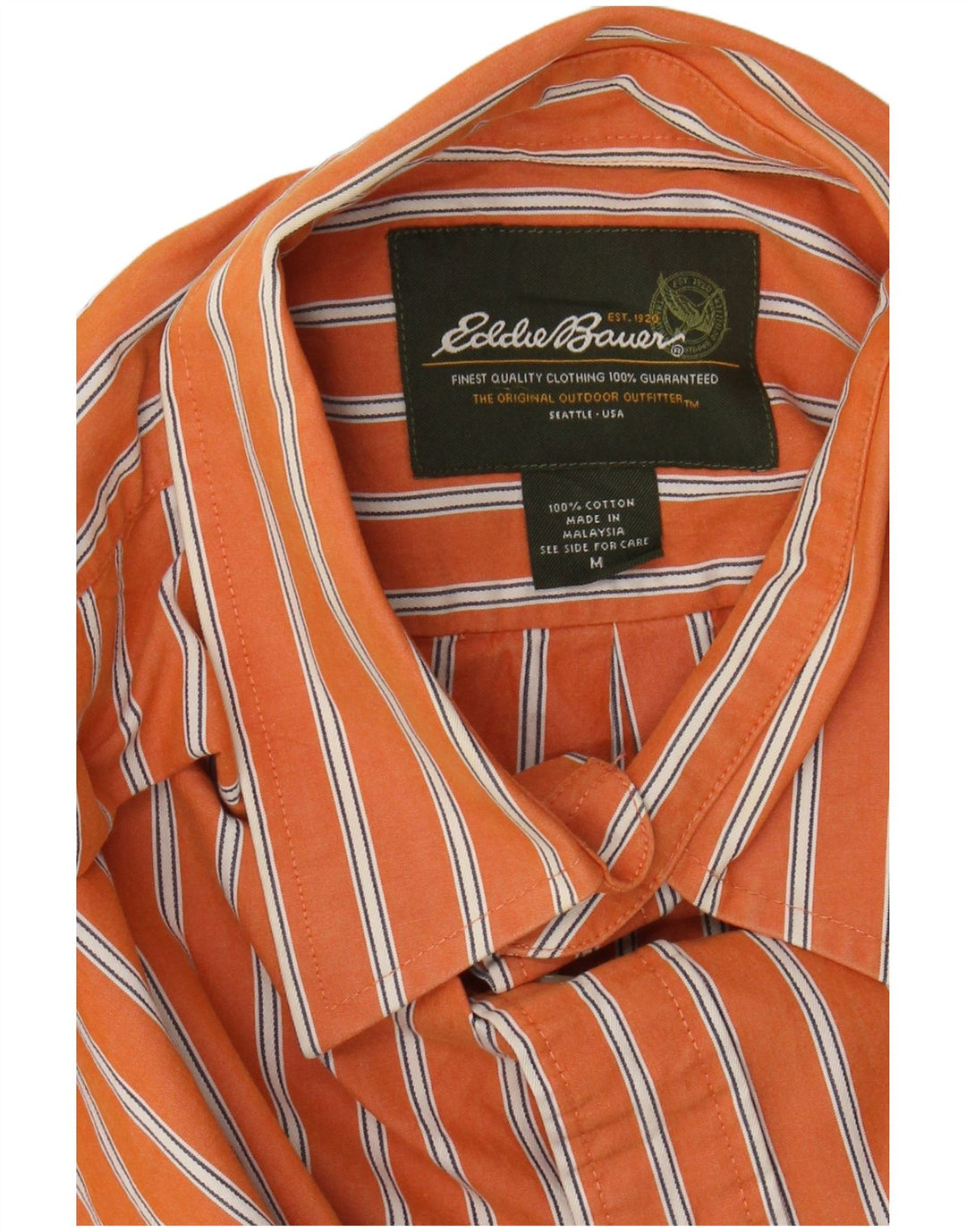 EDDIE BAUER Herrenhemd Mittelorange Nadelstreifen-Baumwolle
