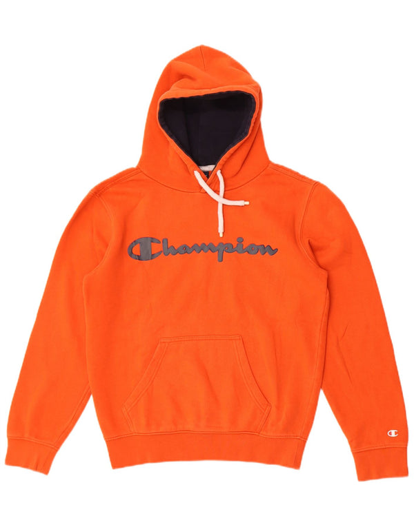 Champion Womens Graphic Oversized Hoodie Pullover UK 6 XS Orange Baumwolle