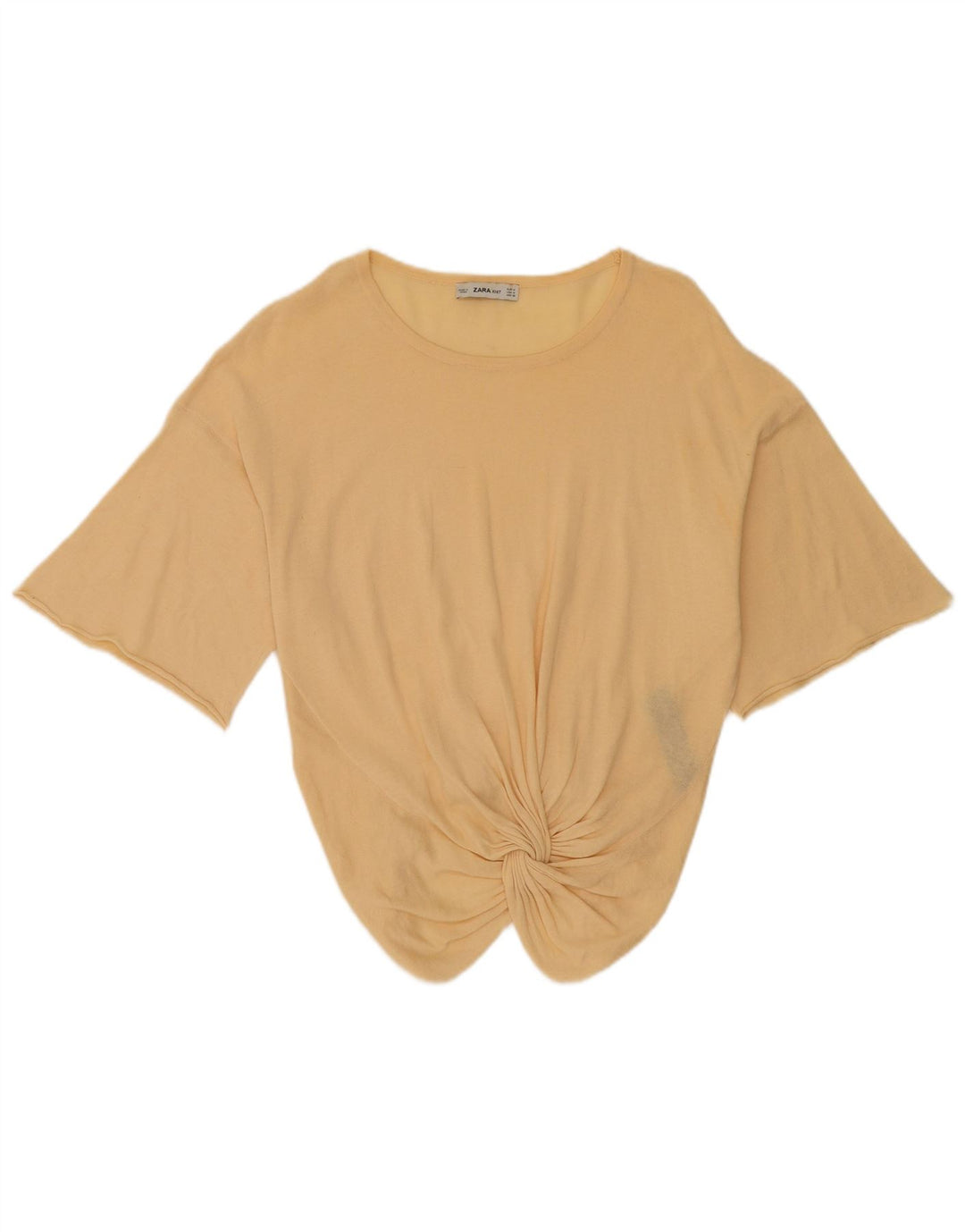 Zara Damen-Blusenoberteil mit 3/4-Ärmeln, UK-Größe 44, mittelbeige Baumwolle