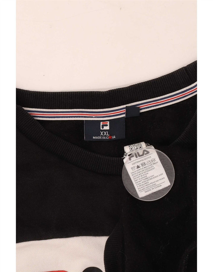 Fila Herren Grafik-Sweatshirt-Pullover 2XL Schwarz Colourblock Baumwolle