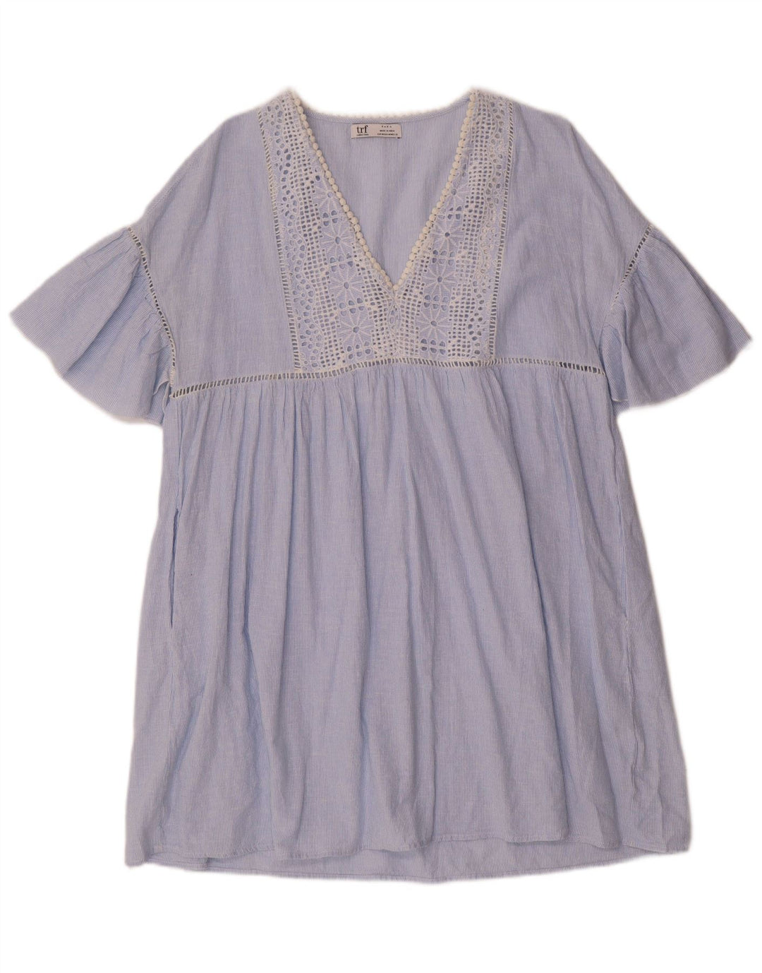 ZARA Damen Etuikleid UK 14 Mittelblauer Nadelstreifen