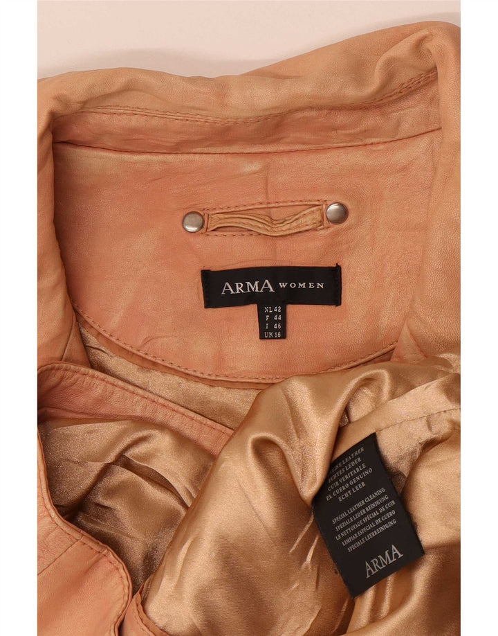 Arma Damen Leder Bikerjacke UK 16 Large Beige