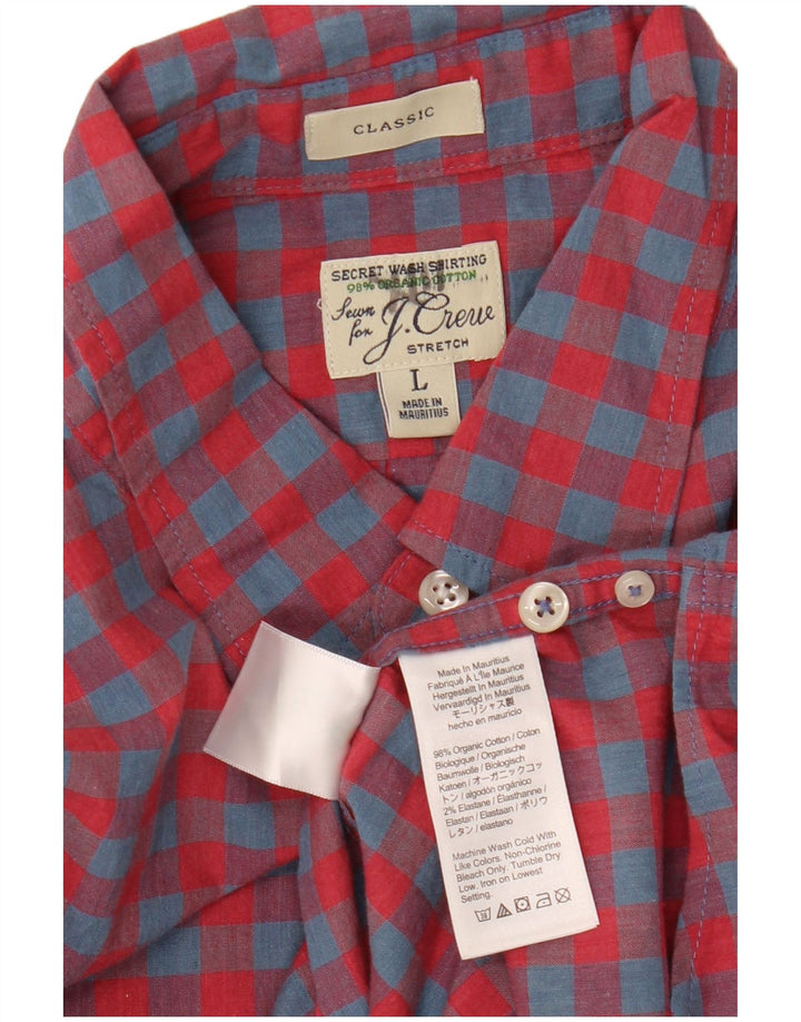J. CREW Herren-Hemd mit klassischer Passform, großes rotes Gingham-Baumwolle