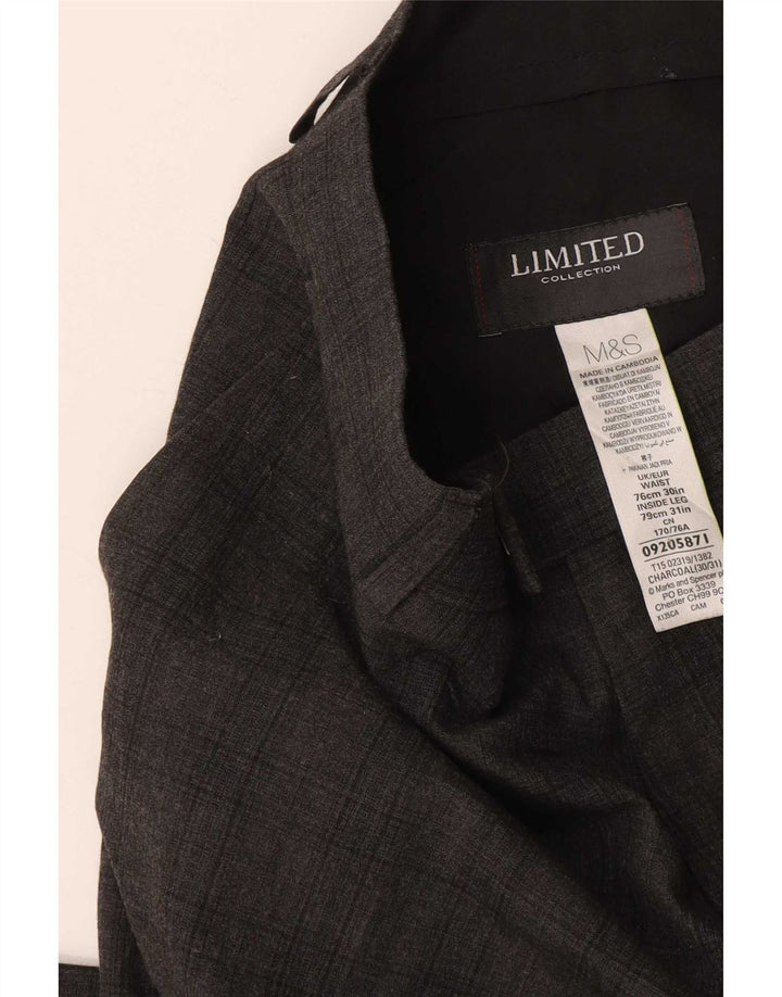 Marks & Spencer Slim-Anzughose für Herren, W30, L31, grau kariertes Polyester