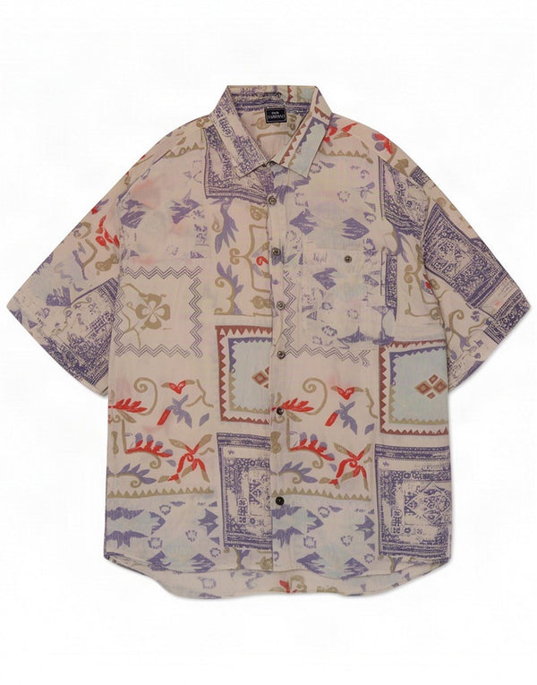 Club D'Amingo Herren Kurzarmhemd UK 45/46 2XL Mehrfarbiges Patchwork