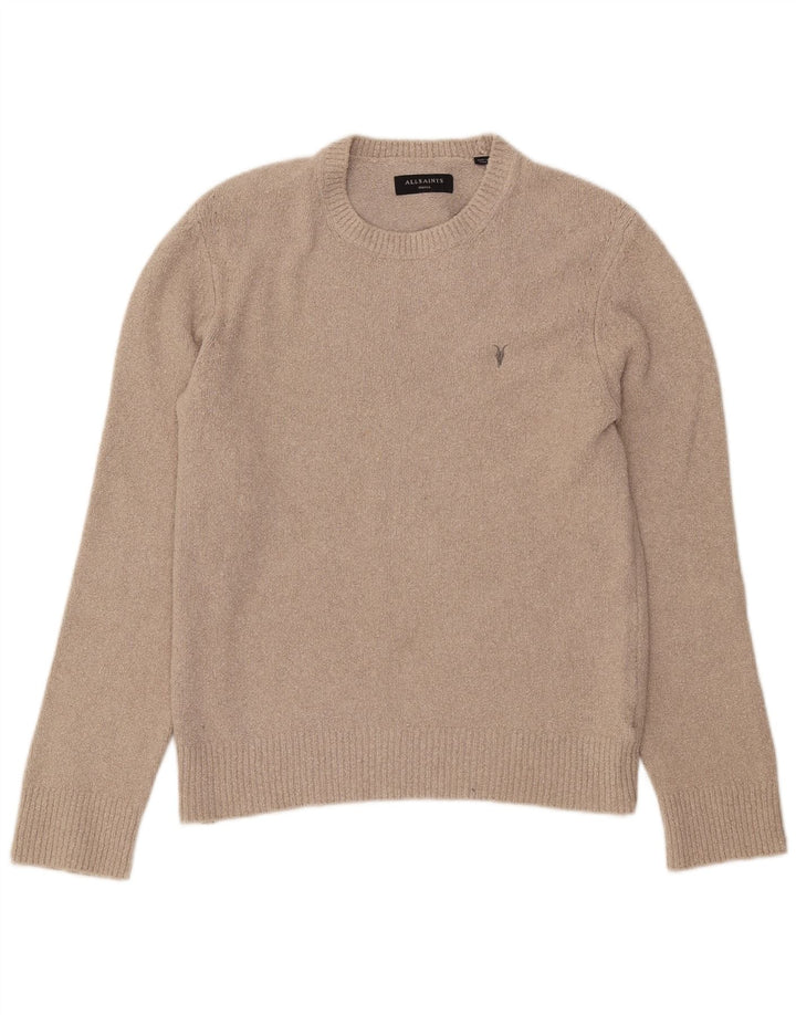 ALL SAINTS Herren-Pullover mit Rundhalsausschnitt, Größe S, beige, Baumwolle