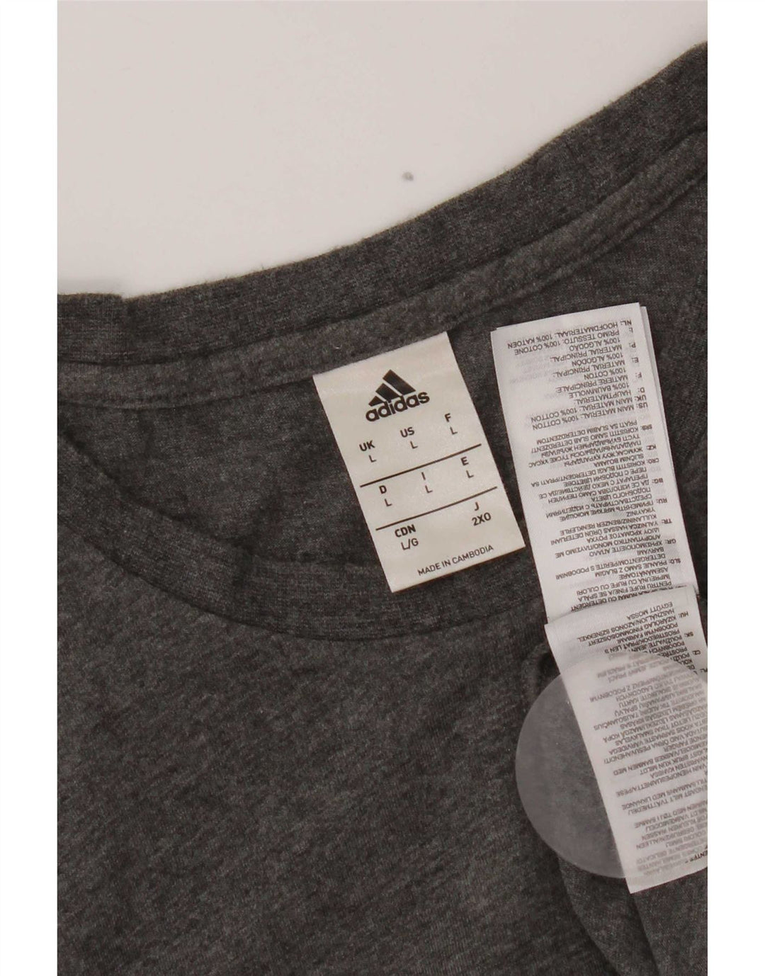 Adidas Herren T-Shirt Top Large Grau Baumwolle