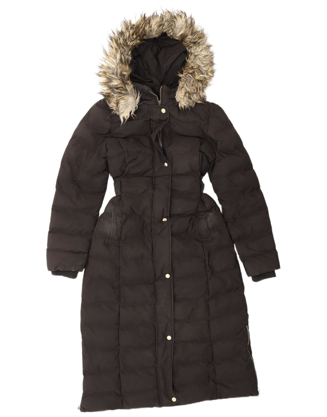 OASIS Wattierter Damenmantel mit Kapuze, UK 12, Mittelschwarz, Polyester