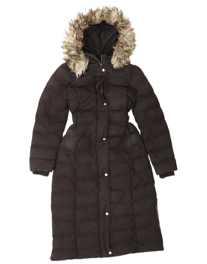 OASIS Wattierter Damenmantel mit Kapuze, UK 12, Mittelschwarz, Polyester