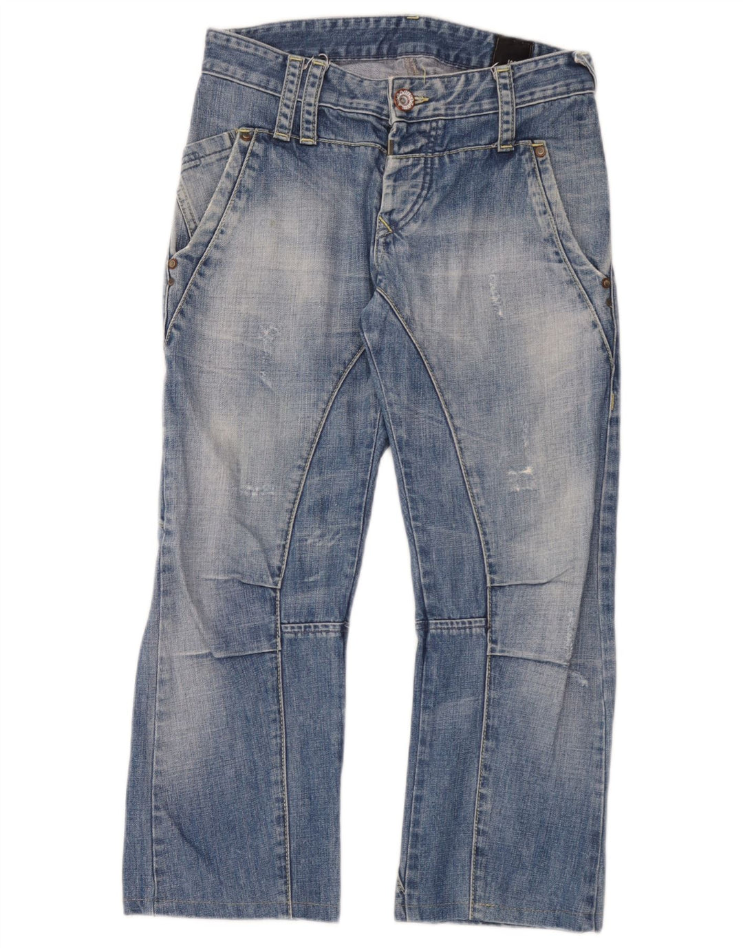 Jack & Jones Herren Cargo Distressed Cropped Jeans W30 L25 Blau
