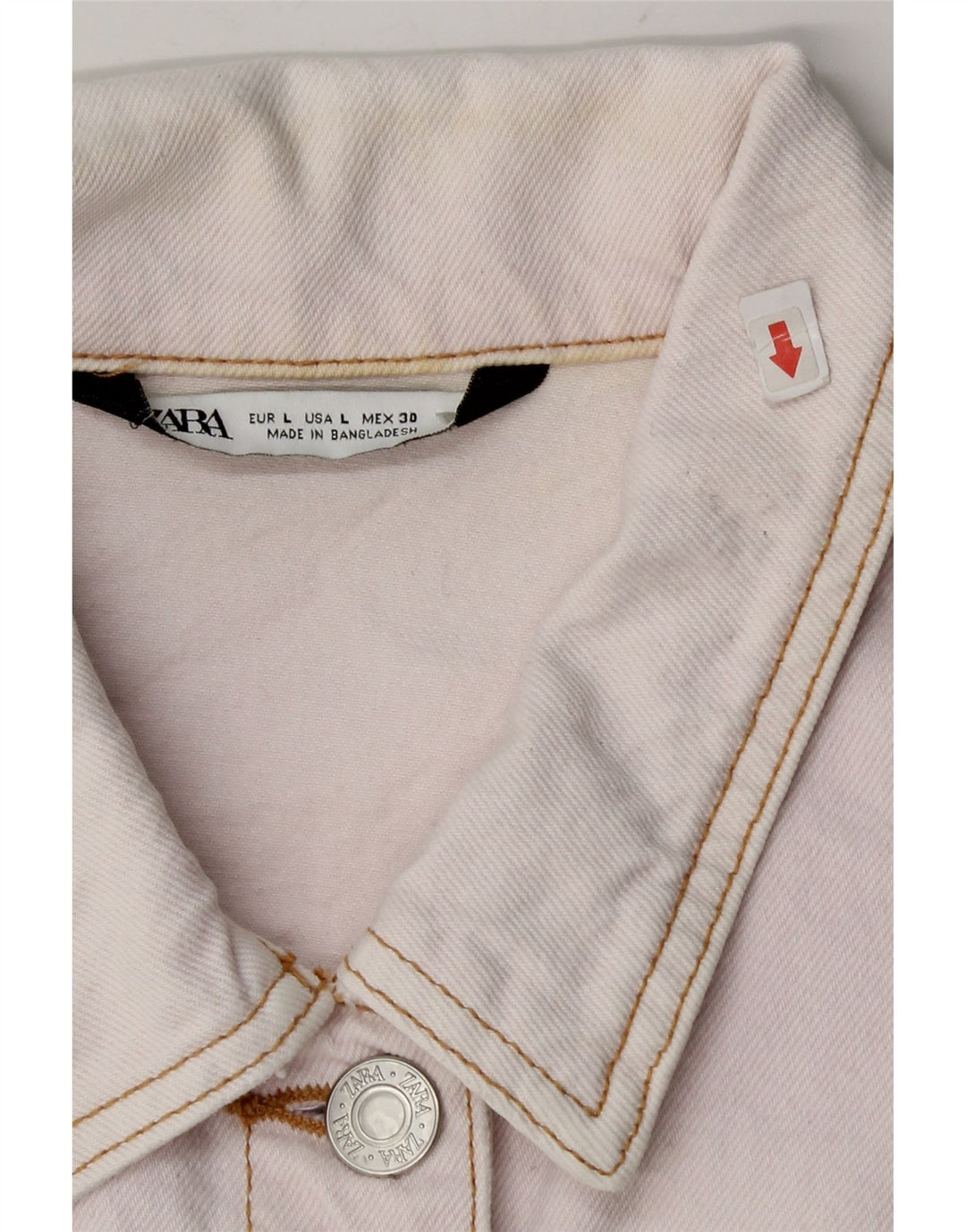 Zara Damen Crop Denim Jacke UK 16 Large Rosa Baumwolle