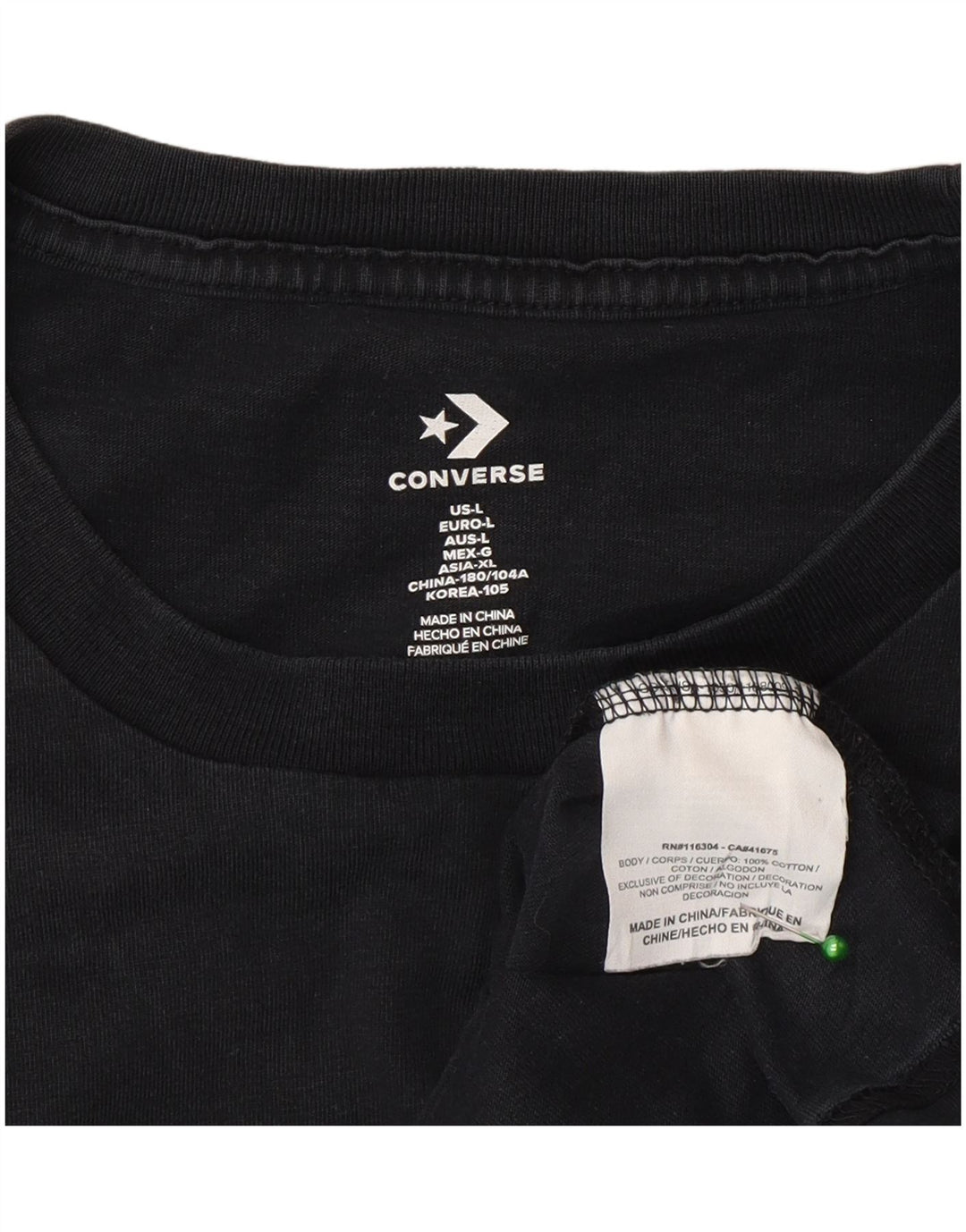 Converse Herren-T-Shirt mit Grafik, groß, aus schwarzer Baumwolle