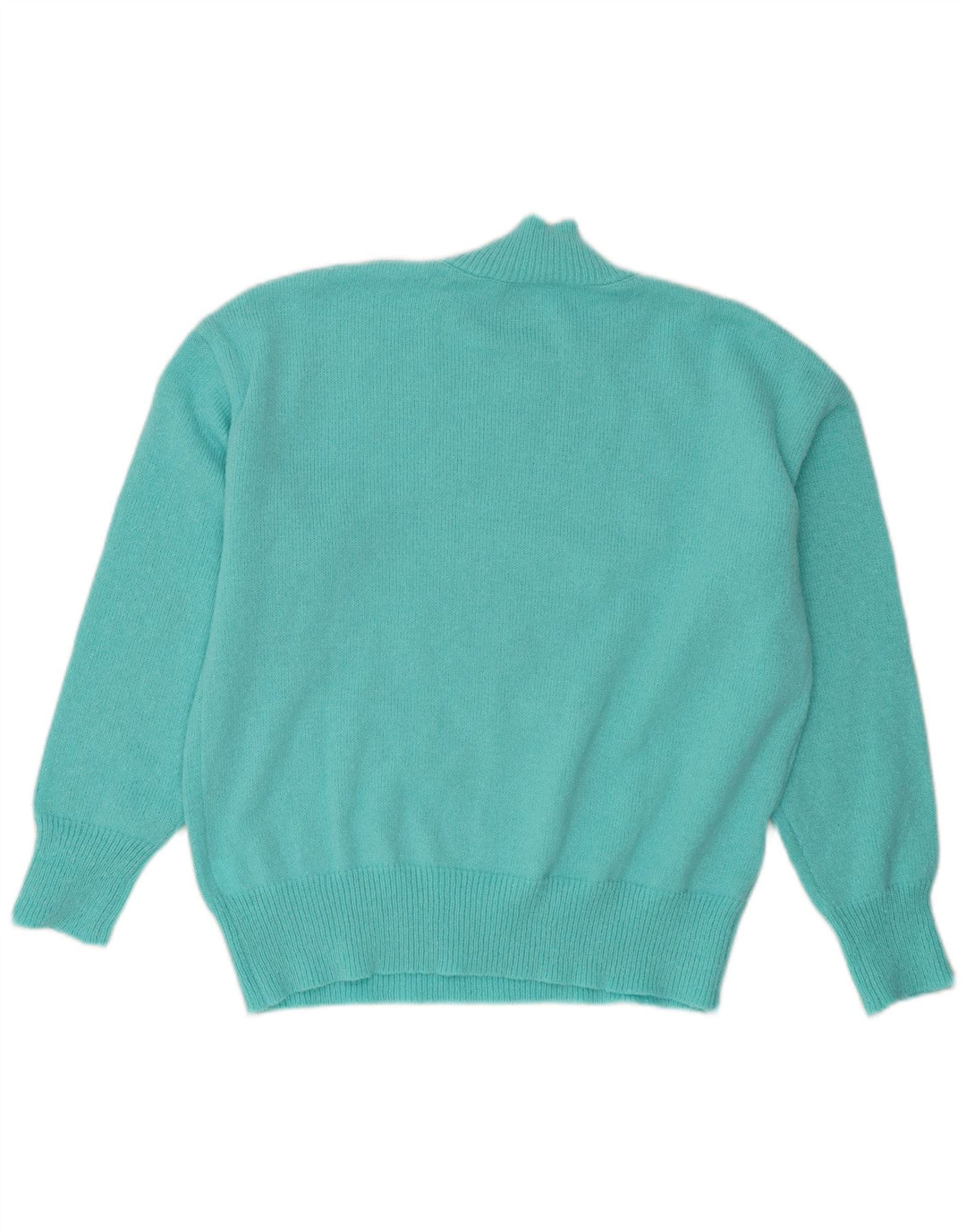 Vintage Damen Übergroßer Rollkragenpullover Pullover UK 14 Medium Türkis