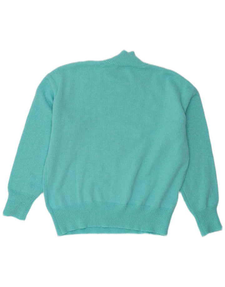 Vintage Damen Übergroßer Rollkragenpullover Pullover UK 14 Medium Türkis