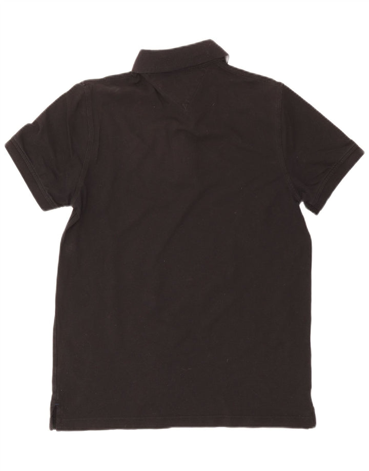 Tommy Hilfiger Herren-Poloshirt, mittelgroß, schwarze Baumwolle