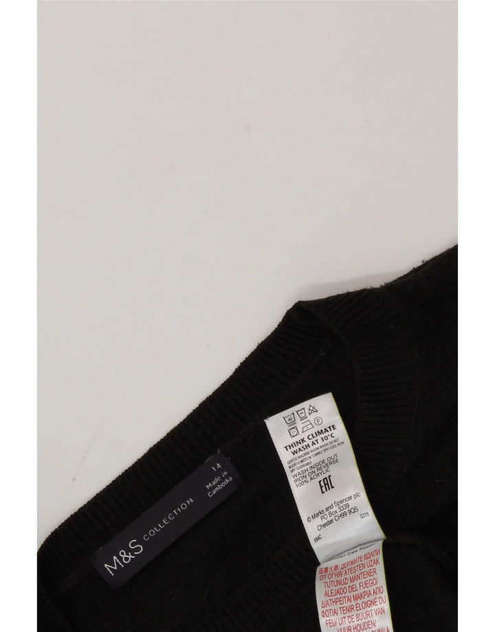 Marks & Spencer Damen-Pullover mit Rundhalsausschnitt, Gr. 14, Mittelschwarz, Acryl