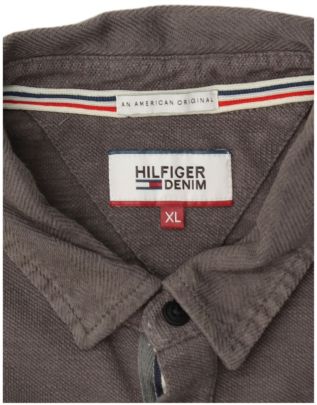 TOMMY HILFIGER Herren Grafik Langarm Poloshirt XL Grau